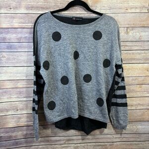Carre Noir Polka Dot & Stripe Sweater Size Large